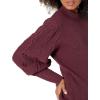 Cable Stitch Women’s Cable Sleeve Ribbed Sweater – Mock Neck Long Blouson Lantern Sleeve Pullover Top(Aubergine)