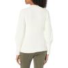 Cable Stitch Women’s Cable Sleeve Ribbed Sweater – Mock Neck Long Blouson Lantern Sleeve Pullover Top(Birch White)