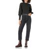 Cable Stitch Women’s Cable Sleeve Ribbed Sweater – Mock Neck Long Blouson Lantern Sleeve Pullover Top(Charcoal)