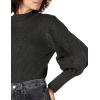 Cable Stitch Women’s Cable Sleeve Ribbed Sweater – Mock Neck Long Blouson Lantern Sleeve Pullover Top(Charcoal)