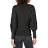 Cable Stitch Women’s Cable Sleeve Ribbed Sweater – Mock Neck Long Blouson Lantern Sleeve Pullover Top(Charcoal)
