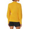 Cable Stitch Women’s Cable Sleeve Ribbed Sweater – Mock Neck Long Blouson Lantern Sleeve Pullover Top(Marigold)