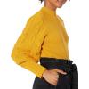 Cable Stitch Women’s Cable Sleeve Ribbed Sweater – Mock Neck Long Blouson Lantern Sleeve Pullover Top(Marigold)