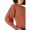 Cable Stitch Women’s Cable Sleeve Ribbed Sweater – Mock Neck Long Blouson Lantern Sleeve Pullover Top(Nutmeg)