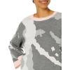 Cable Stitch Women’s Camo Jacquard Sweater – Camouflage Print Casual 7/8 Sleeve Loose Fit Soft Pullover Top(Grey/Soft Pink)
