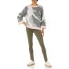 Cable Stitch Women’s Camo Jacquard Sweater – Camouflage Print Casual 7/8 Sleeve Loose Fit Soft Pullover Top(Grey/Soft Pink)