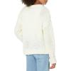 Cable Stitch Women’s Chunky Wool Blend Pointelle Sweater – Crewneck Extra Long Sleeve Open Stitch Cropped Pullover Knit Top(Birch White)