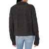 Cable Stitch Women’s Chunky Wool Blend Pointelle Sweater – Crewneck Extra Long Sleeve Open Stitch Cropped Pullover Knit Top(Charcoal)