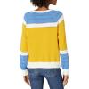 Cable Stitch Women’s Colorblock Boxy Pullover Sweater Top – Crewneck Long Sleeve Casual Lightweight Cotton Knitwear(Multi-marigold)
