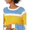 Cable Stitch Women’s Colorblock Boxy Pullover Sweater Top – Crewneck Long Sleeve Casual Lightweight Cotton Knitwear(Multi-marigold)