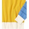 Cable Stitch Women’s Colorblock Boxy Pullover Sweater Top – Crewneck Long Sleeve Casual Lightweight Cotton Knitwear(Multi-marigold)