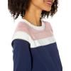 Cable Stitch Women’s Colorblock Boxy Pullover Sweater Top – Crewneck Long Sleeve Casual Lightweight Cotton Knitwear(Multi-navy)