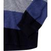 Cable Stitch Women’s Colorblock Pullover Hoodie Sweater – Striped Drop Shoulder Long Sleeve Rib-Knit Hooded Top(Multi-blue)