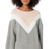 Cable Stitch Women’s Geometric Colorblock Sweater – Crewneck Long Sleeve Oversized Drop Shoulder Chevron Pattern Pullover Top(Multi-grey)