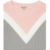 Cable Stitch Women’s Geometric Colorblock Sweater – Crewneck Long Sleeve Oversized Drop Shoulder Chevron Pattern Pullover Top(Multi-grey)