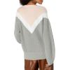 Cable Stitch Women’s Geometric Colorblock Sweater – Crewneck Long Sleeve Oversized Drop Shoulder Chevron Pattern Pullover Top(Multi-grey)