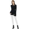 Cable Stitch Women’s Long-Sleeve Cutout Sweater – Long Bell Sleeve Lightweight Knitted Pullover Top(Black)