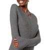 Cable Stitch Women’s Long-Sleeve Cutout Sweater – Long Bell Sleeve Lightweight Knitted Pullover Top(Charcoal)