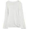 Cable Stitch Women’s Long-Sleeve Cutout Sweater – Long Bell Sleeve Lightweight Knitted Pullover Top(Light Grey)