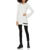 Cable Stitch Women’s Long-Sleeve Cutout Sweater – Long Bell Sleeve Lightweight Knitted Pullover Top(Light Grey)