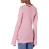 Cable Stitch Women’s Long-Sleeve Cutout Sweater – Long Bell Sleeve Lightweight Knitted Pullover Top(Purple Dust)