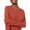 Cable Stitch Women’s Long-Sleeve Cutout Sweater – Long Bell Sleeve Lightweight Knitted Pullover Top(Spice)