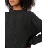 Cable Stitch Women’s Mock Neck Braided Cable Sweater – Soft Long Sleeve Solid Color Textured Loose Pullover Knit Top(Charcoal)