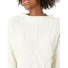 Cable Stitch Women’s Mock Neck Braided Cable Sweater – Soft Long Sleeve Solid Color Textured Loose Pullover Knit Top(Cream)