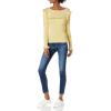 Cable Stitch Women’s Ribbed Ruffle Sweater – Crewneck Long Sleeve Solid Color Lightweight Pullover Knit Top(Pale Yellow)