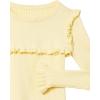 Cable Stitch Women’s Ribbed Ruffle Sweater – Crewneck Long Sleeve Solid Color Lightweight Pullover Knit Top(Pale Yellow)