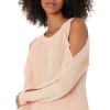 Cable Stitch Women’s Twisted Cold Shoulder Sweater – Crewneck Open Sleeve Shaker Stitch Solid Pullover Knit Top(Rose)