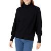 Cable Stitch Women’s Bishop Sleeve Mock Neck Sweater Black X-Small