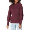 Cable Stitch Women’s Cable Sleeve Ribbed Sweater – Mock Neck Long Blouson Lantern Sleeve Pullover Top(Aubergine)