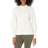 Cable Stitch Women’s Cable Sleeve Ribbed Sweater – Mock Neck Long Blouson Lantern Sleeve Pullover Top(Birch White)