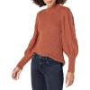 Cable Stitch Women’s Cable Sleeve Ribbed Sweater – Mock Neck Long Blouson Lantern Sleeve Pullover Top(Nutmeg)