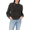 Cable Stitch Women’s Chunky Wool Blend Pointelle Sweater – Crewneck Extra Long Sleeve Open Stitch Cropped Pullover Knit Top(Charcoal)
