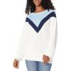 Cable Stitch Women’s Geometric Colorblock Sweater – Crewneck Long Sleeve Oversized Drop Shoulder Chevron Pattern Pullover Top(Multi)