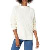 Cable Stitch Women’s Mock Neck Braided Cable Sweater – Soft Long Sleeve Solid Color Textured Loose Pullover Knit Top(Cream)