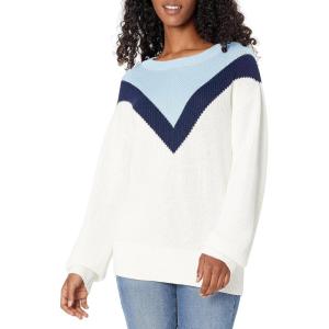 Cable Stitch Women’s Geometric Colorblock Sweater – Crewneck Long Sleeve Oversized Drop Shoulder Chevron Pattern Pullover Top(Multi)