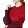 Cable Stitch Women’s Ombre Striped Pullover Sweater – Crewneck Long Bishop Sleeve Colorblock Rib Knit Top(Fuchsia Red)