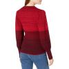 Cable Stitch Women’s Ombre Striped Pullover Sweater – Crewneck Long Bishop Sleeve Colorblock Rib Knit Top(Fuchsia Red)
