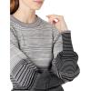 Cable Stitch Women’s Ombre Striped Pullover Sweater – Crewneck Long Bishop Sleeve Colorblock Rib Knit Top(Grey Black)