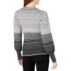 Cable Stitch Women’s Ombre Striped Pullover Sweater – Crewneck Long Bishop Sleeve Colorblock Rib Knit Top(Grey Black)