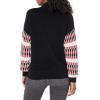Cable Stitch Women’s Dropped Shoulder Contrast Sleeve Sweater – Mock Neck Long Sleeve Loose Fit Pullover Top(Black)