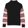 Cable Stitch Women’s Dropped Shoulder Contrast Sleeve Sweater – Mock Neck Long Sleeve Loose Fit Pullover Top(Black)