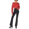 Cable Stitch Women’s Dropped Shoulder Crewneck Sweater – Puff Lantern Pleated Long Sleeve Solid Color Pullover Top(Burnt Red)