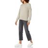Cable Stitch Women’s Dropped Shoulder Crewneck Sweater – Puff Lantern Pleated Long Sleeve Solid Color Pullover Top(Taupe)