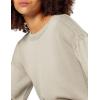 Cable Stitch Women’s Dropped Shoulder Crewneck Sweater – Puff Lantern Pleated Long Sleeve Solid Color Pullover Top(Taupe)