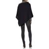 Cable Stitch Women’s Lightweight Poncho – Boat Neck/V-Neck Pointelle Sweater Tunic Pullover Knit Cape Cover-up Top(Navy)