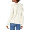 Cable Stitch Women’s Mixed Cable Knit Sweater – Classic Fit Crewneck Long Sleeve Shirred Shoulder Pullover Top(Cream)